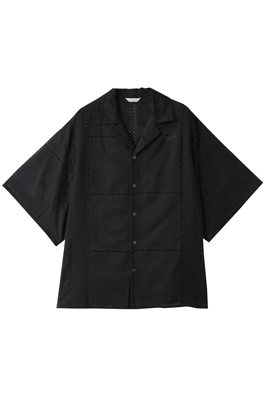 クラネ/CLANEのEMBROIDERY LACE BOX SHIRTS(BLACK/10122-4263)