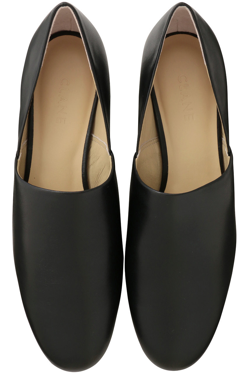 クラネ/CLANEのSIDE CUT STACKED FLAT SHOES(BLACK/11115-8503)