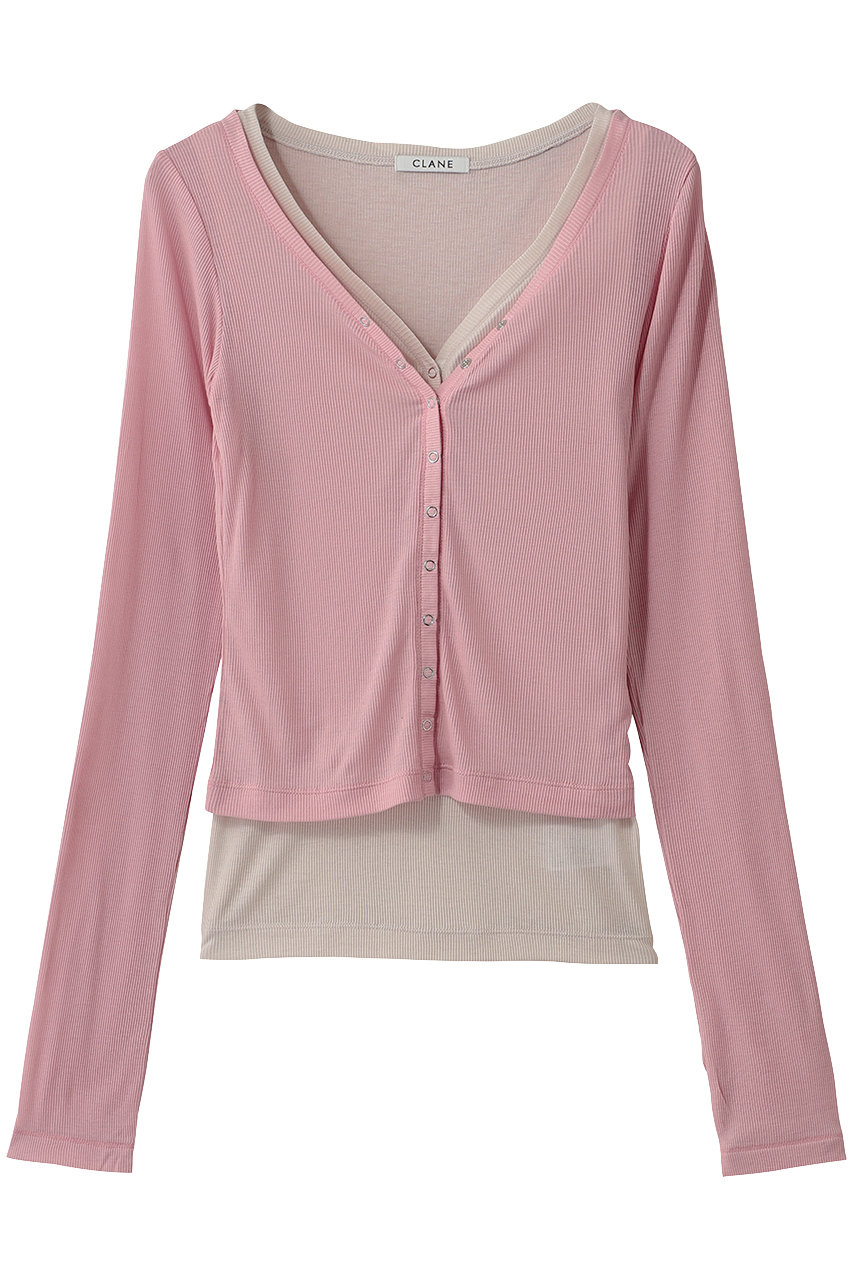 クラネ/CLANEのCURVED NECK LAYERED SET TOPS(PINK/11105-1113)