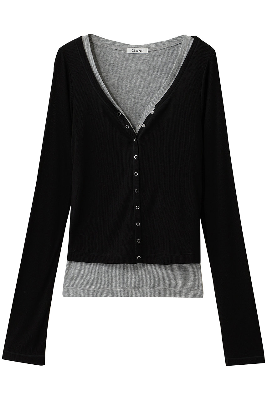 クラネ/CLANEのCURVED NECK LAYERED SET TOPS(BLACK/11105-1113)