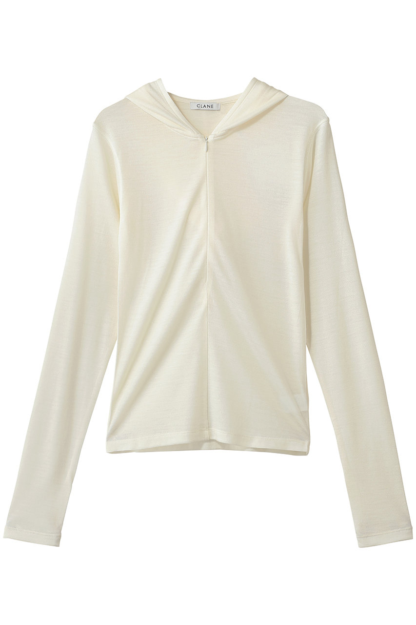 CLANE HALF ZIP WOOL HOODED TOPS (IVORY, 1) クラネ ELLE SHOP