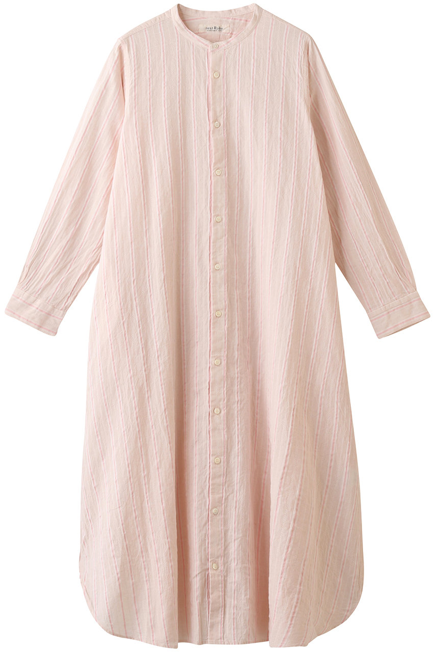 Nest Robe ネストローブ コットンリネンストライプロングシャツドレス ピンク の通販 Elleshop エル ショップ