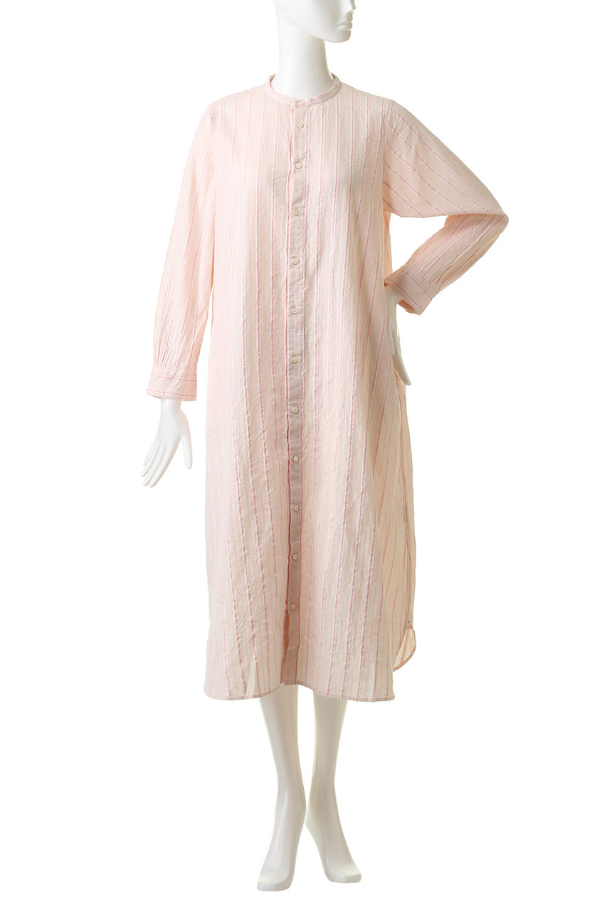 Nest Robe ネストローブ コットンリネンストライプロングシャツドレス ピンク の通販 Elleshop エル ショップ