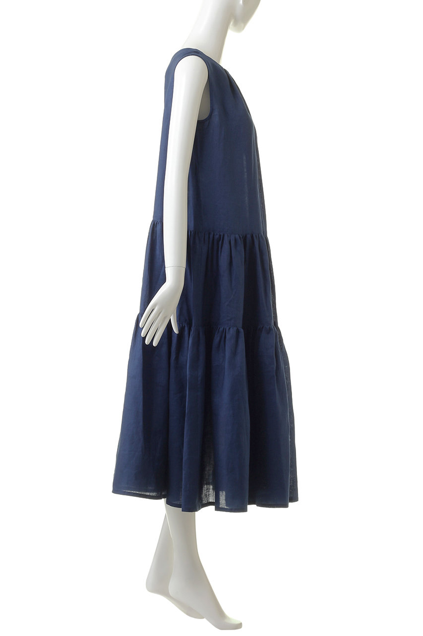Nest Robe ネストローブ Highgrove リネンノースリーブティアードワンピース ネイビー の通販 Elleshop エル ショップ