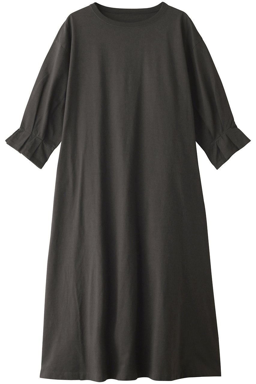 ネストローブ/nest Robeのヘビーウェイトコットンジャージープリーツスリーブドレス(チャコールグレー/01222-1017)