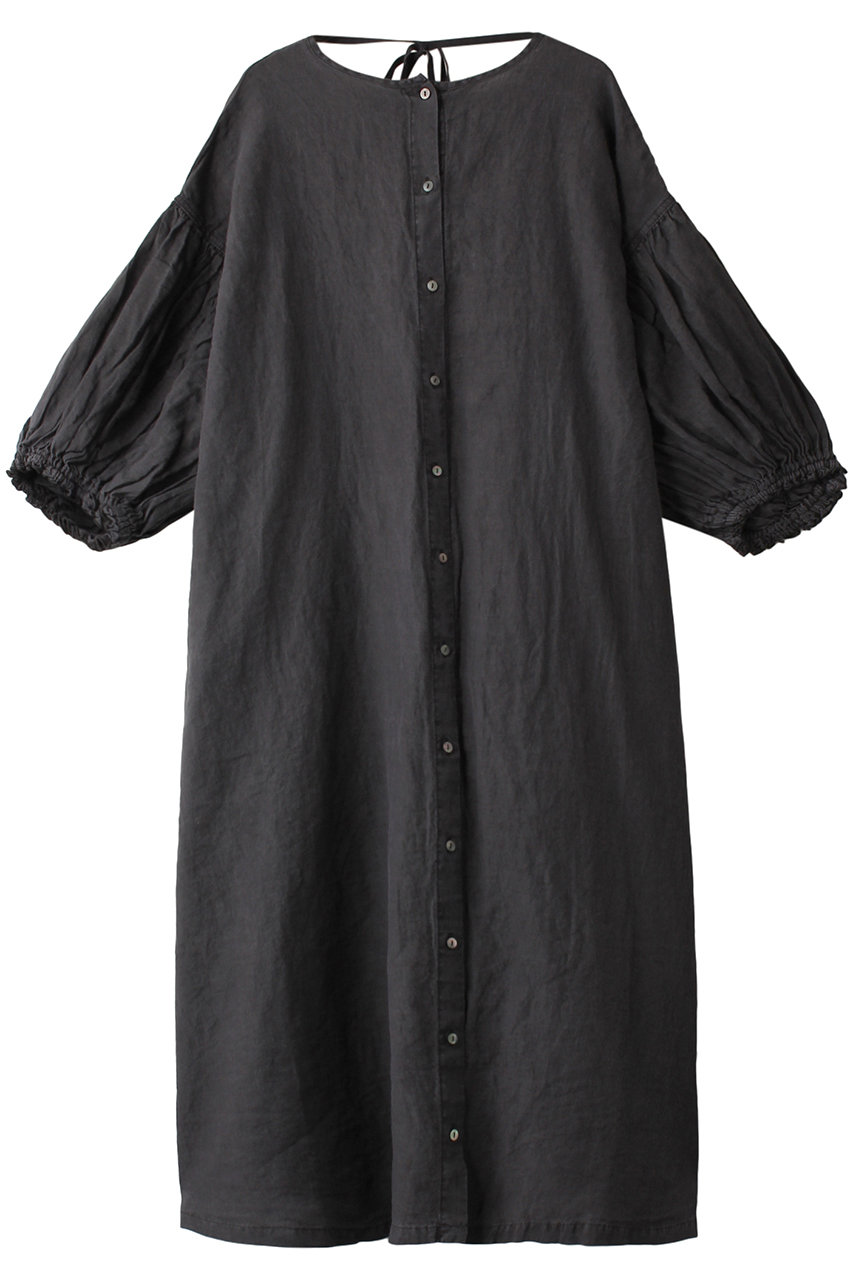 ネストローブ/nest Robeのリネンピグメントダイバルーンスリーブ2wayドレス(チャコールグレー/01231-1025)