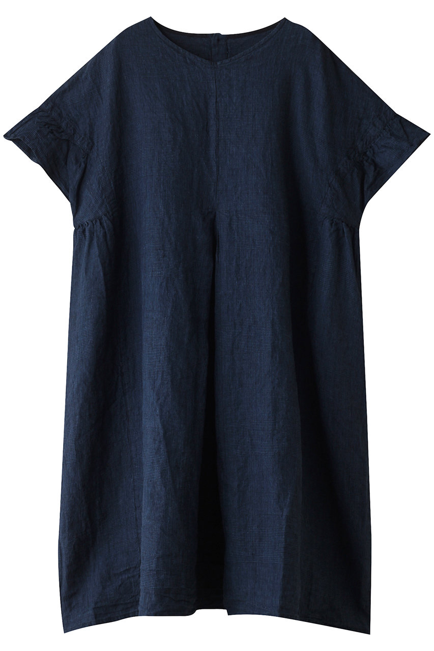 ネストローブ/nest Robeのリネンインディゴグレンチェック2wayドレス(インディゴブルー/01241-1042)