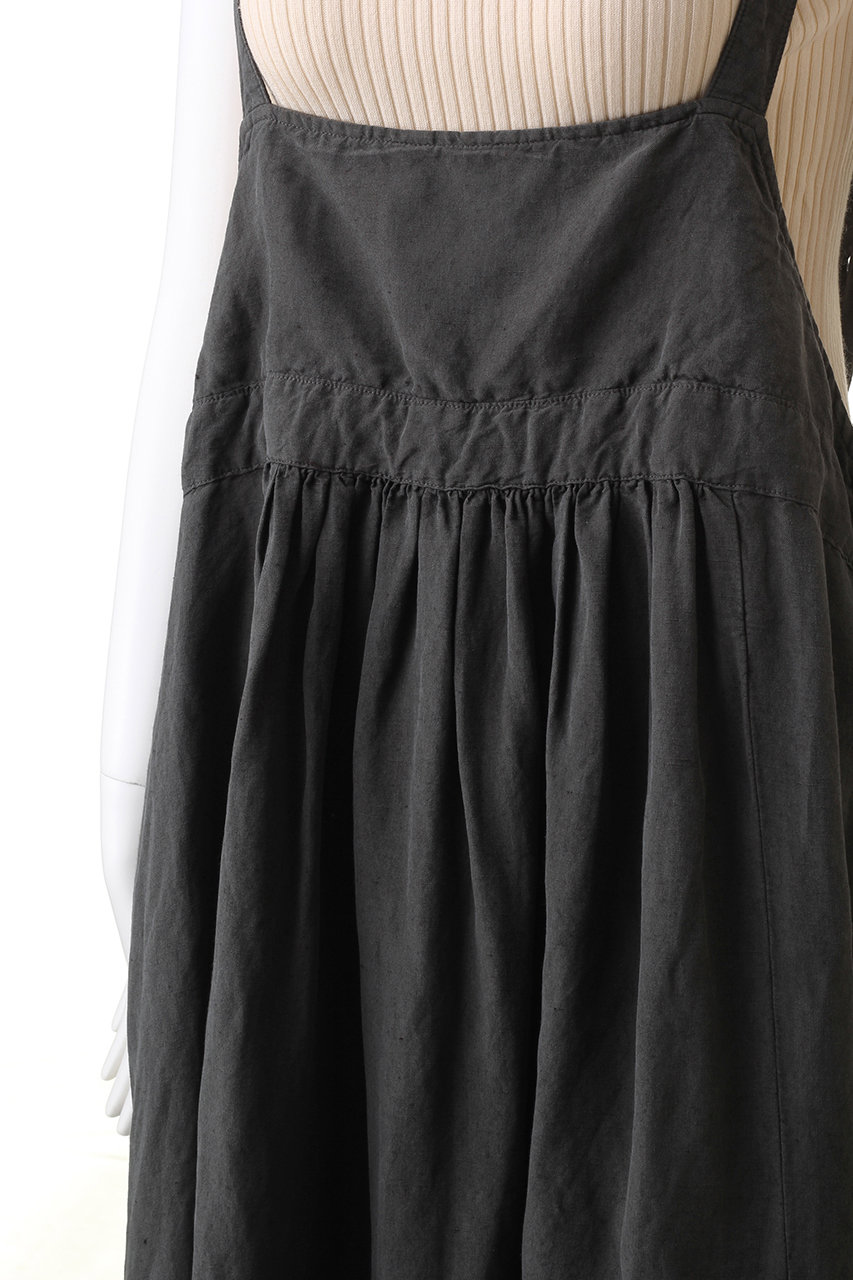 nest Robe(ネストローブ)｜リネンシルクエプロンドレス/インクブラック 