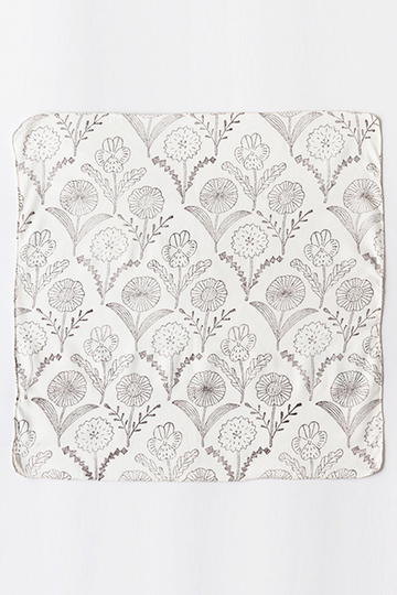 ZUAN & ZOKEI by Makoto Kagoshima ズアントゾウケイ 【UNISEX】Woodblock Print ハンカチ 花4種 モノクロ