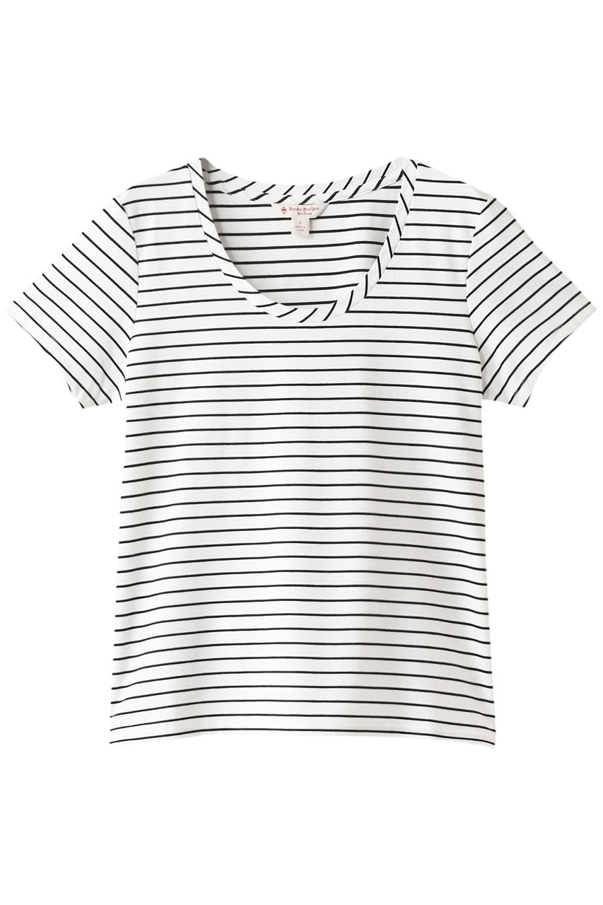 SALE 【30%OFF】 Brooks Brothers ブルックス ブラザーズ 【Red Fleece】ポリエステル/レーヨン ストレッチジャージー ストライプTシャツ ホワイト/ブラック