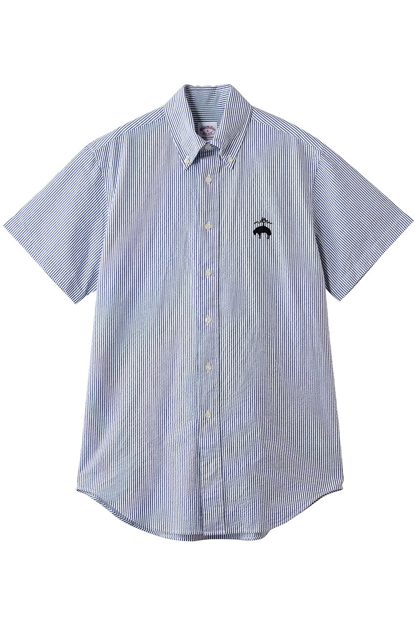 ブルックス ブラザーズ/Brooks Brothersの【MEN】◆オンラインストア限定◆コットン ビッグGFロゴ シアサッカー ショートスリーブ カジュアルシャツ Traditional Fit(ブルー/330000820)