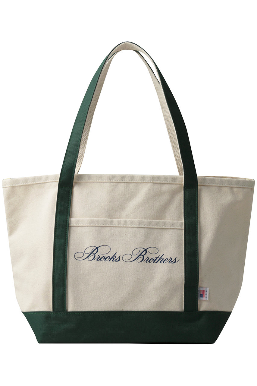 ブルックス ブラザーズ/Brooks Brothersの【MEN】コットンキャンバス　トートバッグ　Made in USA(ホワイト×グリーン/330001310)