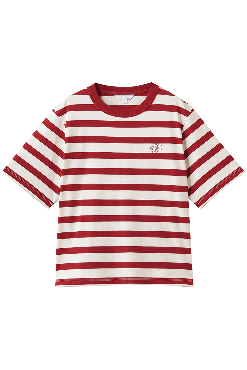 ブルックス ブラザーズ/Brooks Brothersの【Double B Collection】コットン　BBロゴ　マリナーストライプ　ヘビーウェイトTシャツ(ホワイト×レッド/330001377)