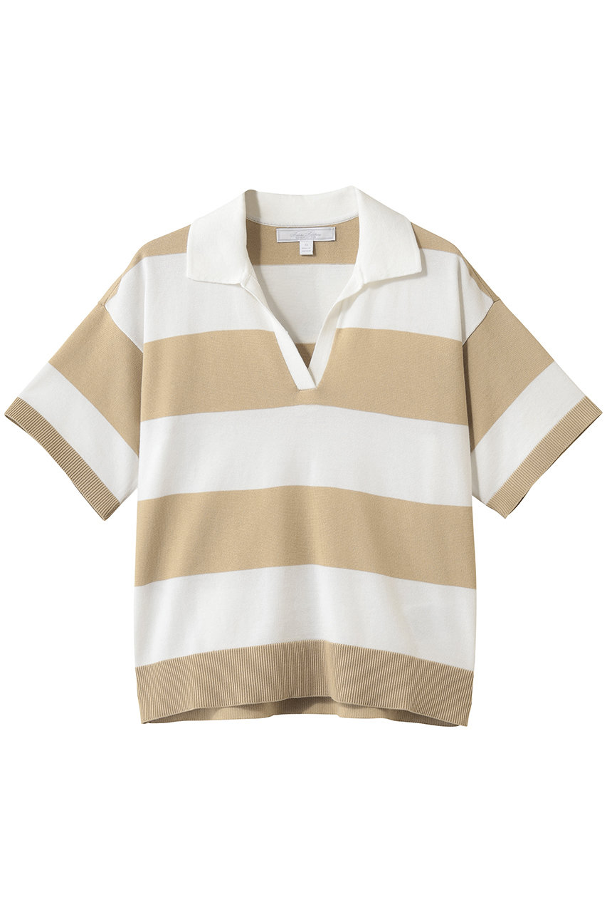 ブルックス ブラザーズ/Brooks Brothersのスーピマコットン　ラグビーストライプ　ショートスリーブ　ポロセーター(ベージュ/100226513)