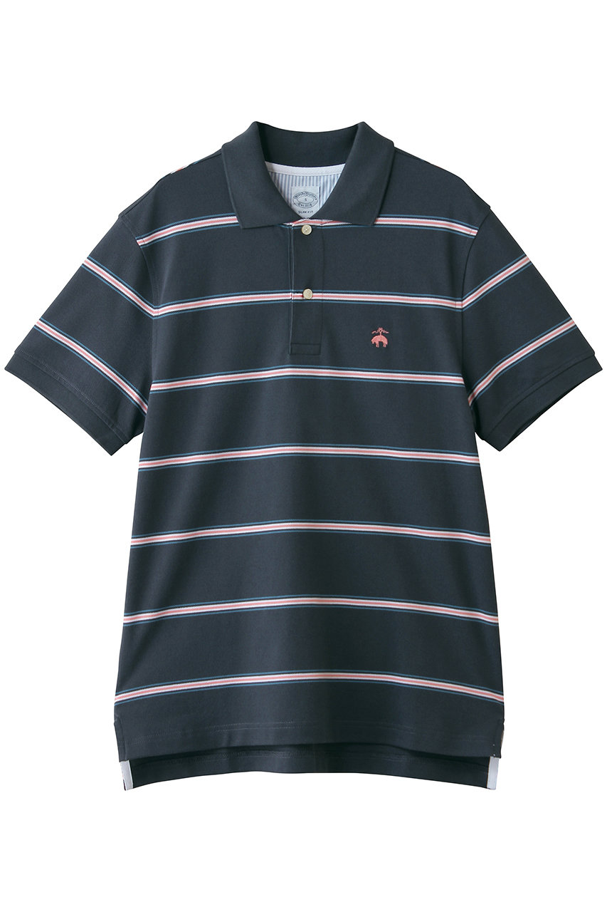 ブルックス ブラザーズ/Brooks Brothersの【MEN】コットン　ストレッチピケ　GFロゴ　マルチストライプ　ポロシャツ　Slim Fit(ネイビー/100226407)