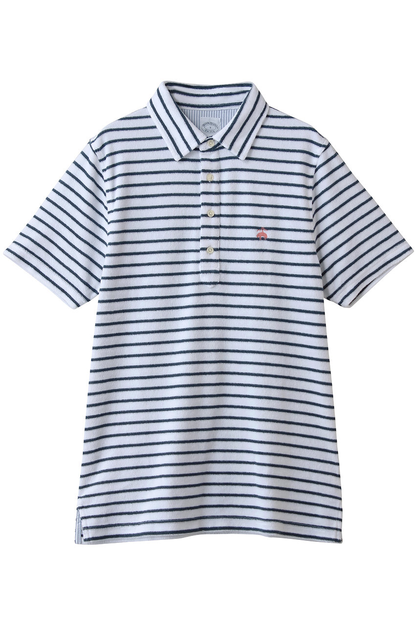 ブルックス ブラザーズ/Brooks Brothersの【MEN】コットン／ポリエステル　GFロゴ　テリークロス　ストライプ　ポロシャツ(ホワイト/100226391)