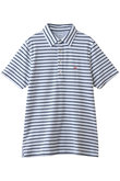 【MEN】コットン／ポリエステル　GFロゴ　テリークロス　ストライプ　ポロシャツ