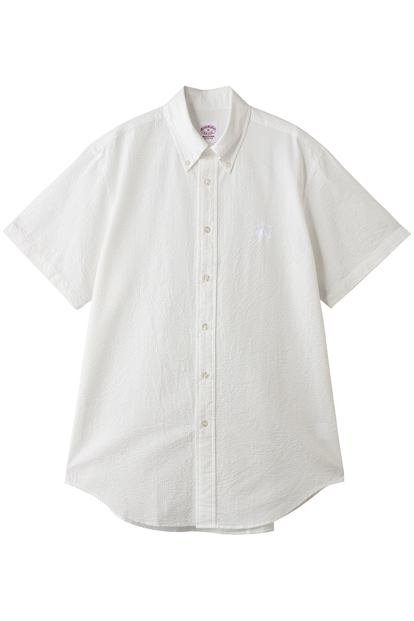 ブルックス ブラザーズ/Brooks Brothersの【MEN】◆オンラインストア限定◆ コットン　ビッグGFロゴ　シアサッカー　ショートスリーブ　カジュアルシャツ　Traditional Fit(ホワイト/330002163)