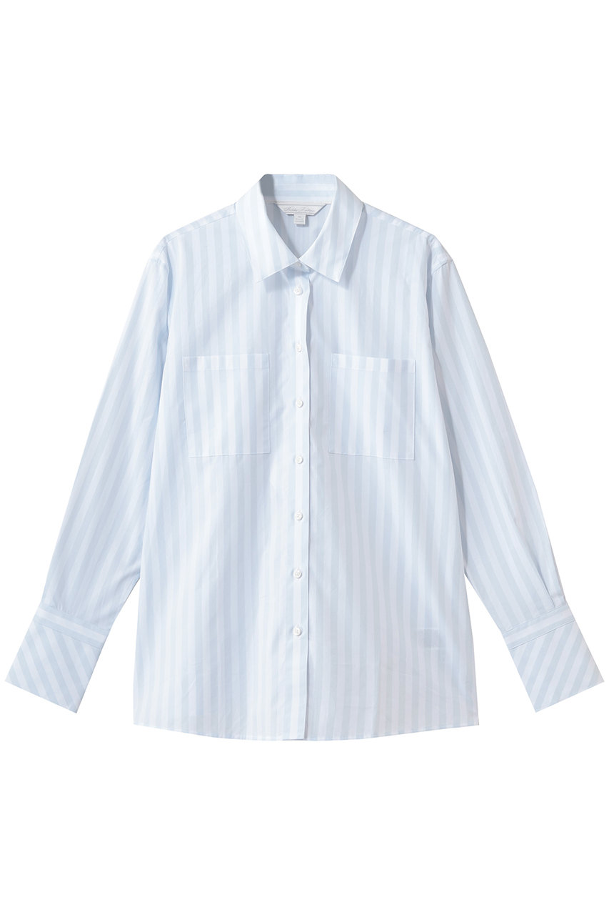 ブルックス ブラザーズ/Brooks Brothersのコットンポプリン　リラックスフィット　ダブルポケット　ストライプシャツ(ブルー/100226015)