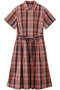 コットン／リネン　マドラスチェック　ショートスリーブシャツワンピース ブルックス ブラザーズ/Brooks Brothers ピンク