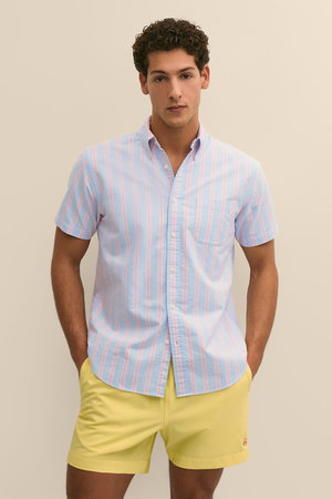 ブルックス ブラザーズ/Brooks Brothersの【MEN】コットン　オックスフォード　ストライプ　ショートスリーブ　フライデーシャツ(110400/110402)