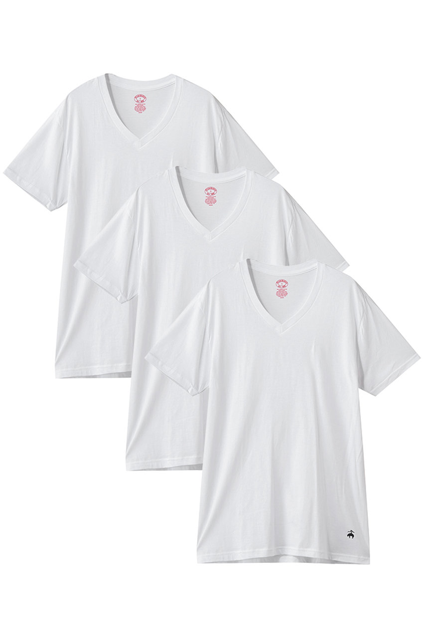 ブルックス ブラザーズ/Brooks Brothersの【MEN】スーピマコットン　GFロゴ　３パック　VネックＴシャツ　Traditional Fit(ホワイト/100224237)