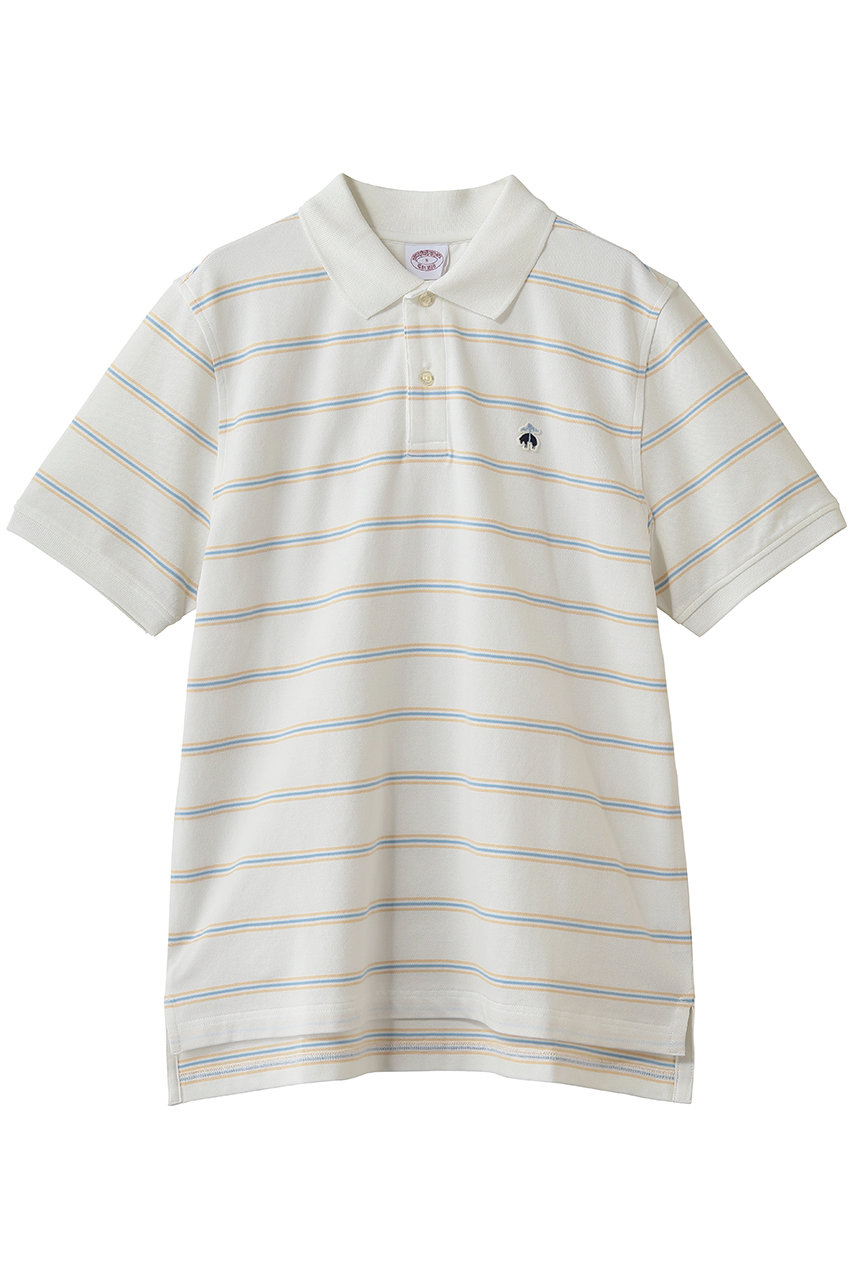 ブルックス ブラザーズ/Brooks Brothersの【MEN】コットン　ストレッチピケ　GFロゴワッペン　ストライプ　ポロシャツ　Original Fit(ホワイト/330002483)