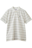 【MEN】コットン　ストレッチピケ　GFロゴワッペン　ストライプ　ポロシャツ　Original Fit