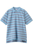 【MEN】コットン　ストレッチピケ　GFロゴワッペン　ストライプ　ポロシャツ　Original Fit