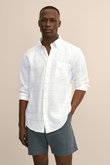【MEN】アイリッシュリネン　シーズナルパターン　カジュアルシャツ　Regular Fit