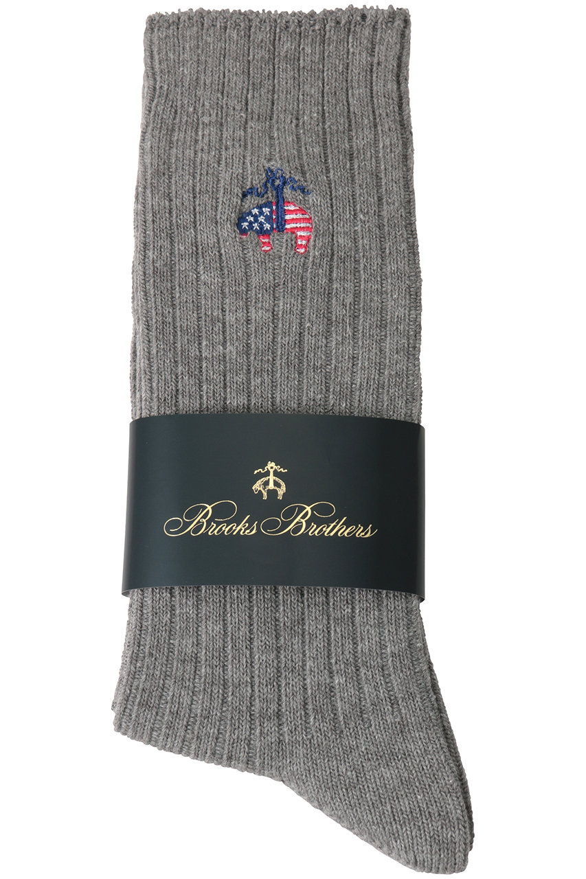 ブルックス ブラザーズ/Brooks Brothersの【MEN】【アメリカ建国250th記念】 コットンブレンド　星条旗GFロゴ　クルーソックス(グレー/330003017)