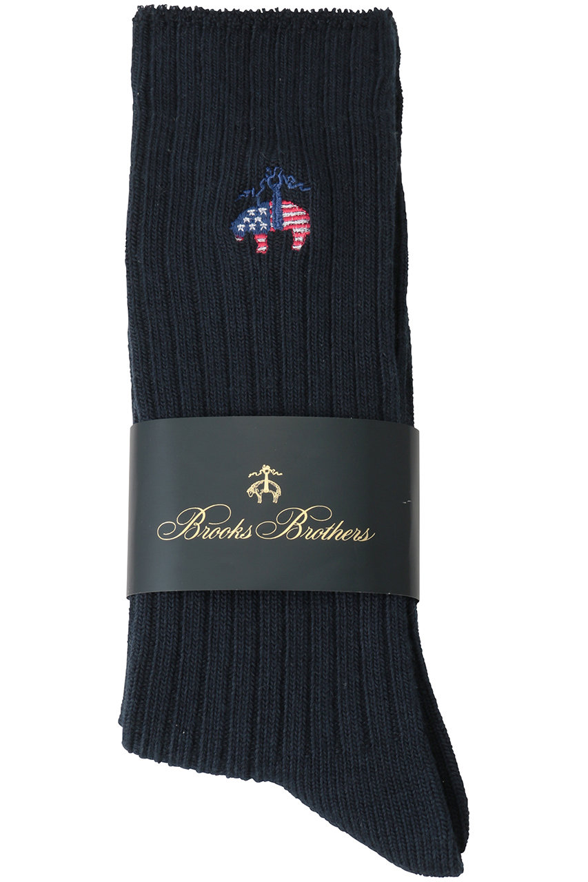 ブルックス ブラザーズ/Brooks Brothersの【MEN】【アメリカ建国250th記念】 コットンブレンド　星条旗GFロゴ　クルーソックス(ネイビー/330003017)