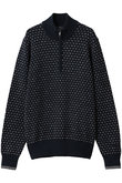 【MEN】コットン　ドット　ハーフジップ　モックネックセーター