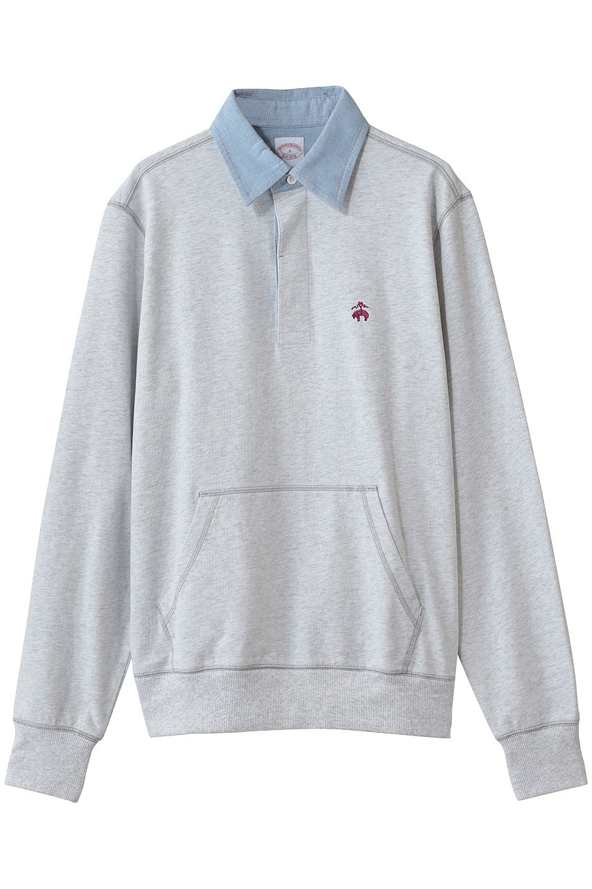 ブルックス ブラザーズ/Brooks Brothersの【MEN】コットンジャージー　GFロゴ　カンガルーポケット　ラグビーシャツ(ライトグレー/100232426)