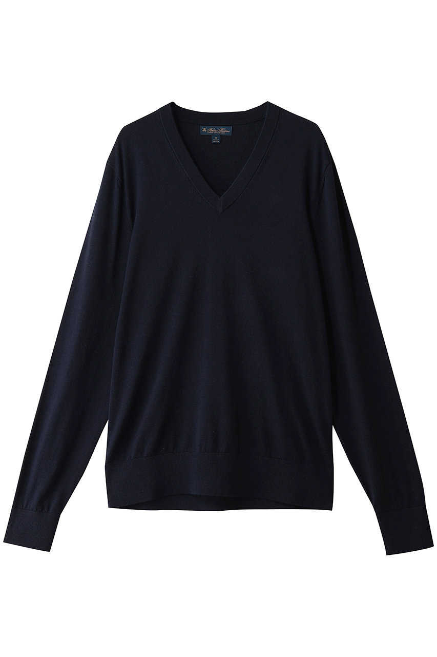Brooks Brothers 【MEN】メリノウール Vネックセーター (ネイビー, XS) ブルックス ブラザーズ ELLE SHOP
