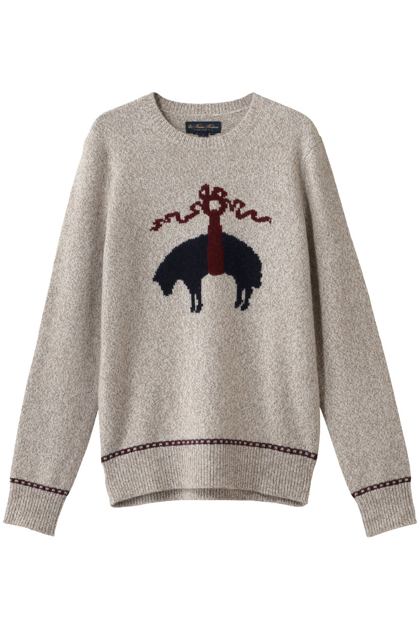 Brooks Brothers 【MEN】メリノウール GFインターシャ クルーネックセーター (オートミール, M) ブルックス ブラザーズ ELLE SHOP