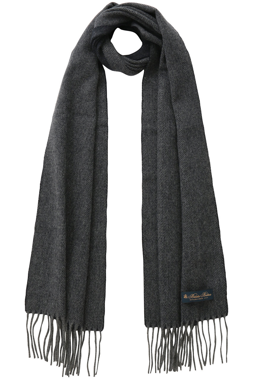 Brooks Brothers 【MEN】カシミヤ ヘリンボーン マフラー (ネイビー, ONE SIZE) ブルックス ブラザーズ ELLE SHOP
