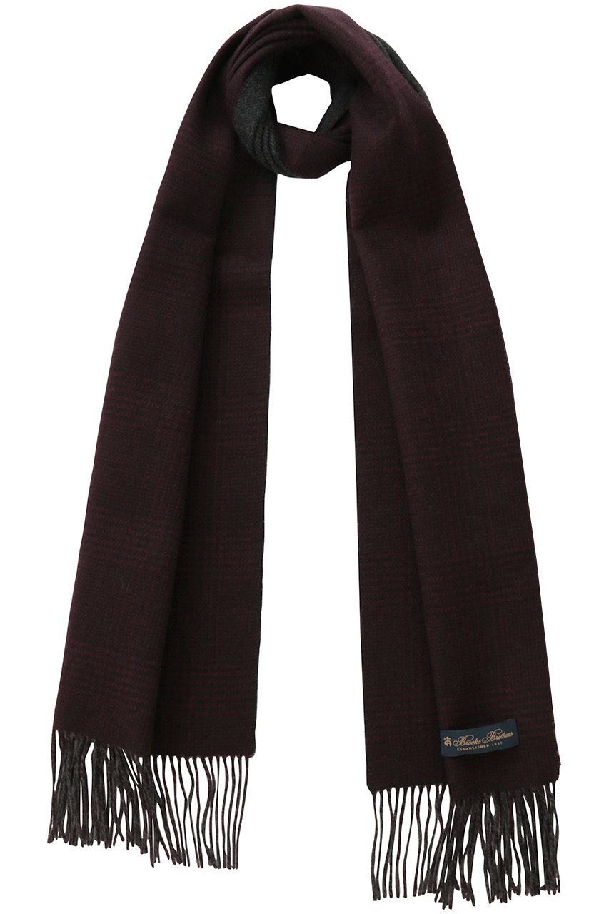 Brooks Brothers 【MEN】カシミヤ グレンプラッド／ヘリンボーン ダブルフェイス マフラー (バーガンディー, ONE SIZE) ブルックス ブラザーズ ELLE SHOP
