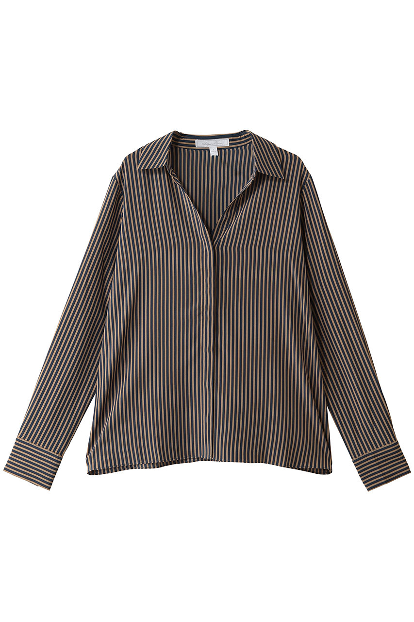 Brooks Brothers シルク ストライプ スパゴカラー ブラウス (ブラウン, S) ブルックス ブラザーズ ELLE SHOP