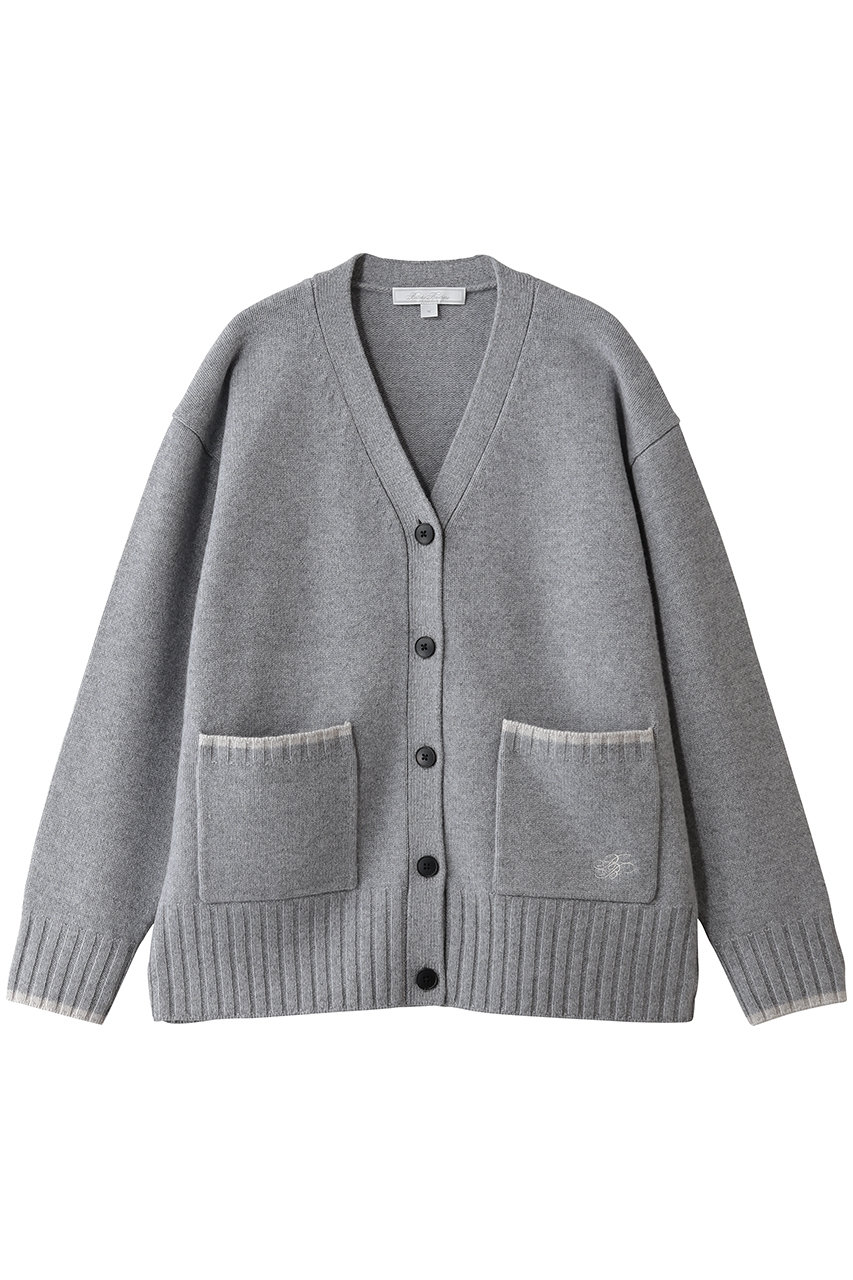 Brooks Brothers 【Double B Collection】 ウール ミドルゲージ BBロゴ Vネックカーディガン (ライトグレー, S) ブルックス ブラザーズ ELLE SHOP