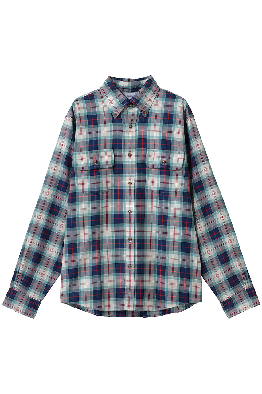 Brooks Brothers 【MEN】コットンツイル ダブルポケット タータンチェック フライデーシャツ (ホワイト×ネイビー, M) ブルックス ブラザーズ ELLE SHOP