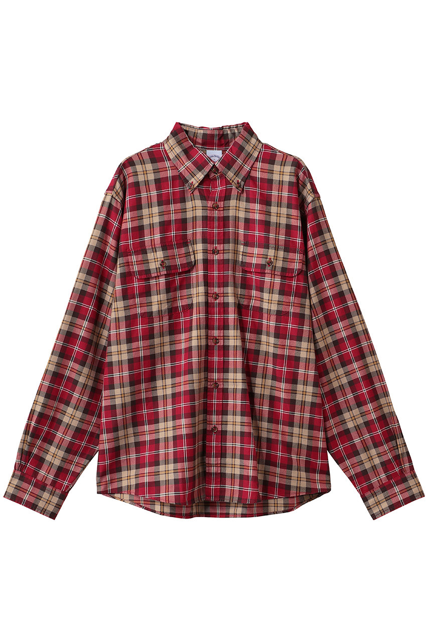 Brooks Brothers 【MEN】コットンツイル ダブルポケット タータンチェック フライデーシャツ (レッド, M) ブルックス ブラザーズ ELLE SHOP