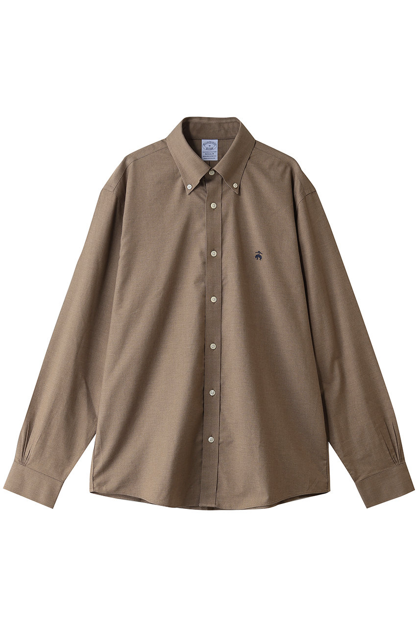 Brooks Brothers 【MEN】ストレッチオックスフォード GFロゴ カジュアルシャツ Regular Fit (ブラウン, S) ブルックス ブラザーズ ELLE SHOP