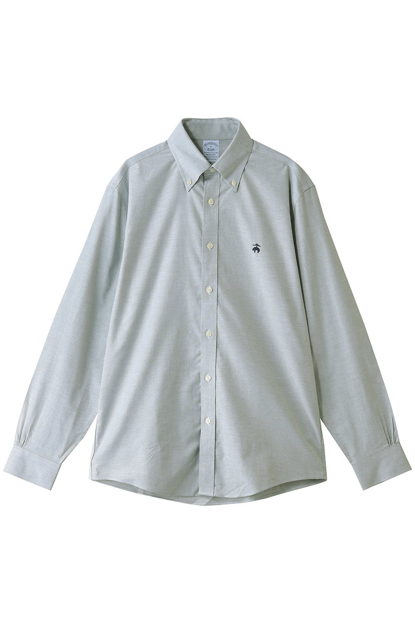 Brooks Brothers 【MEN】ストレッチオックスフォード シーズナルカラー GFロゴ カジュアルシャツ Regular Fit (ライトグレー, L) ブルックス ブラザーズ ELLE SHOP