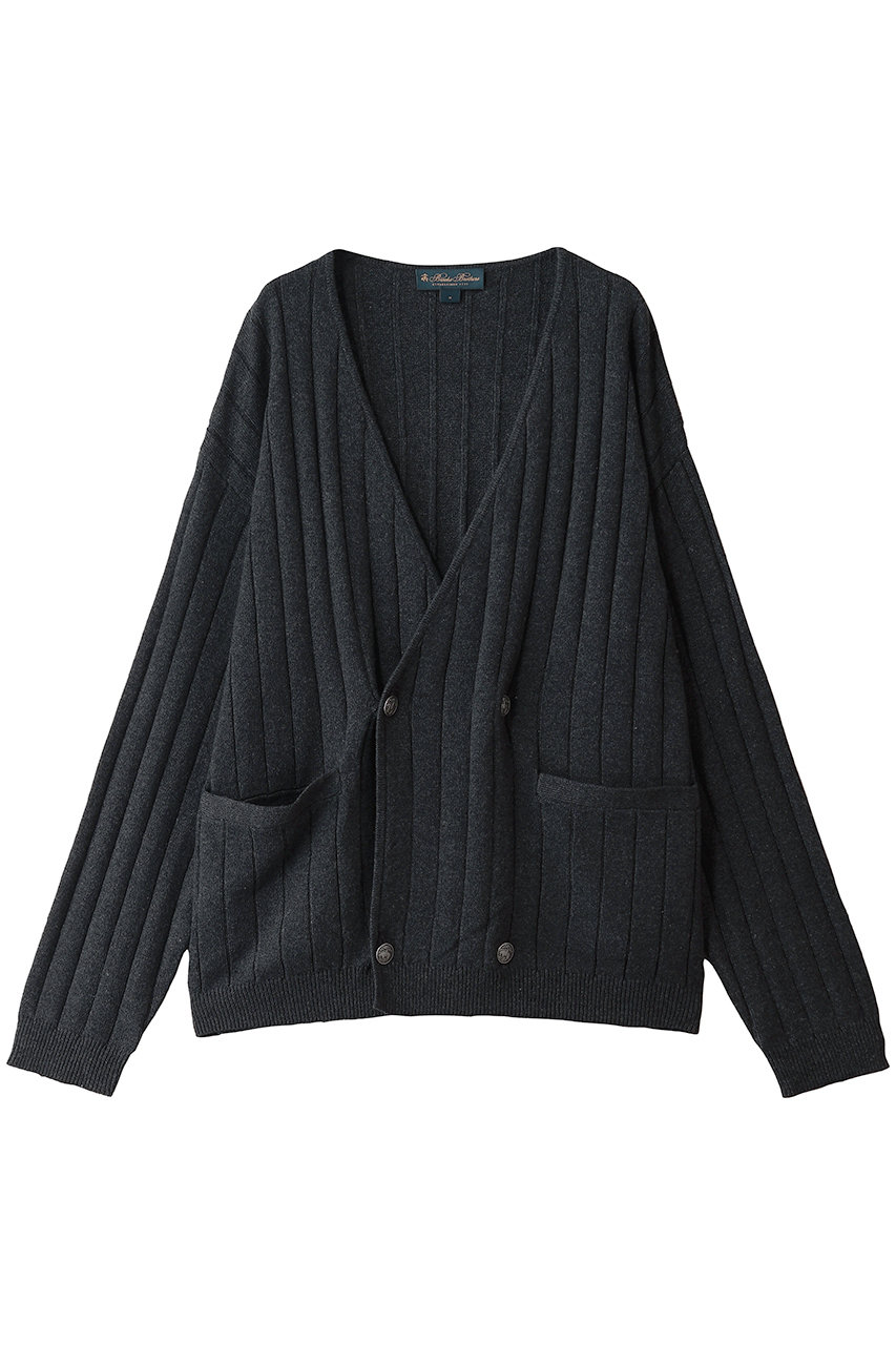 Brooks Brothers 【MEN】コットンブレンド ワイドリブ GFメタルボタン ダブルブレスト カーディガン (グレー, L) ブルックス ブラザーズ ELLE SHOP