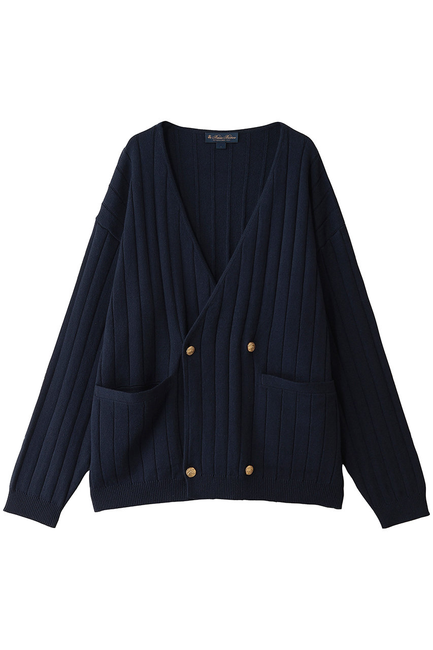 Brooks Brothers 【MEN】コットンブレンド ワイドリブ GFメタルボタン ダブルブレスト カーディガン (ネイビー, M) ブルックス ブラザーズ ELLE SHOP