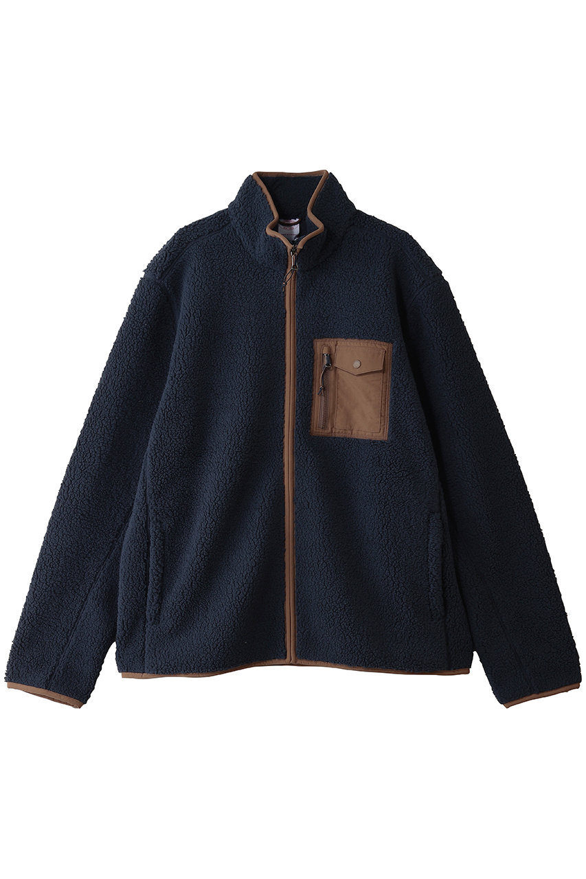 Brooks Brothers 【MEN】ポリエステル フリース フルジップ モックネックジャケット (ネイビー, M) ブルックス ブラザーズ ELLE SHOP