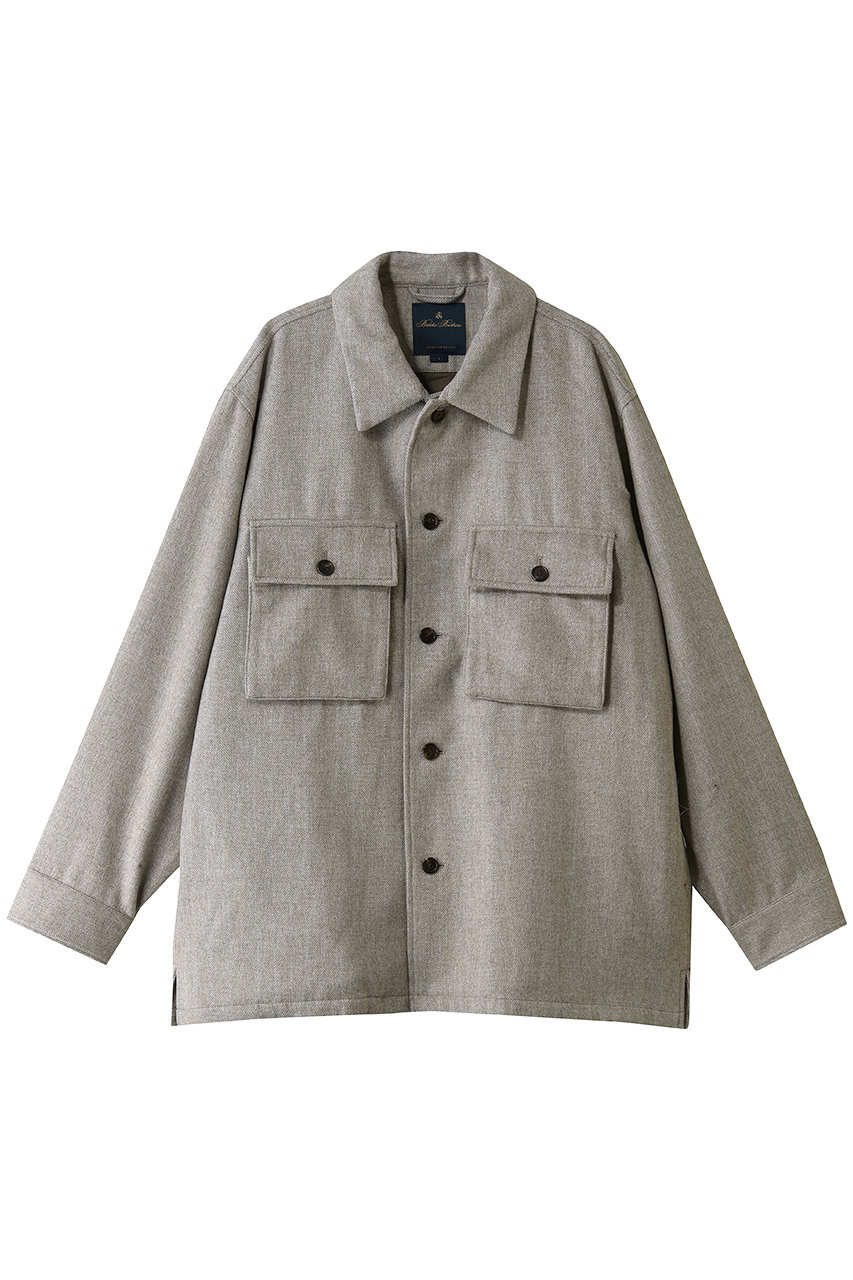 Brooks Brothers 【MEN】ポリエステル／ウール CPOシャツジャケット (ベージュ, L) ブルックス ブラザーズ ELLE SHOP
