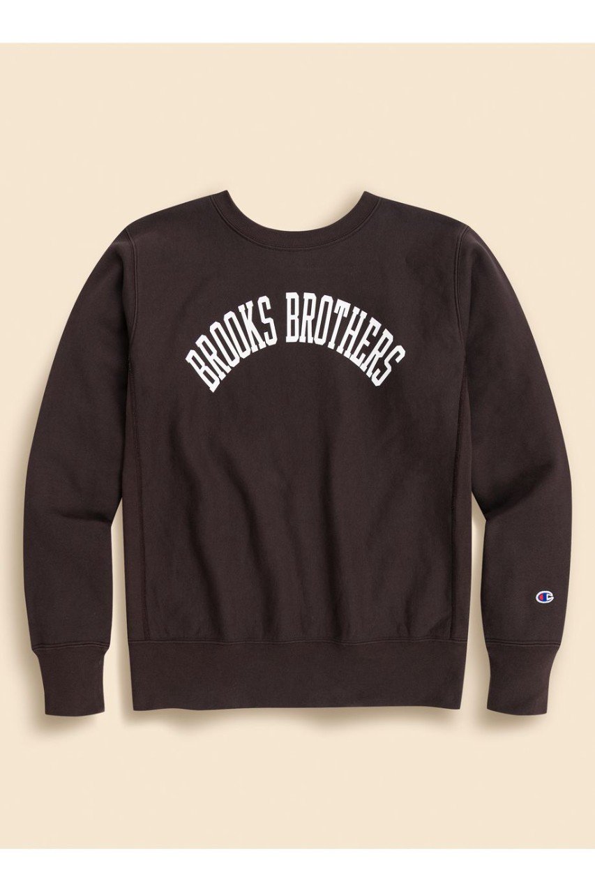 【MEN】Brooks Brothers×Champion　USAコットン　ラバープリントロゴ　スウェットシャツ　Made in USA