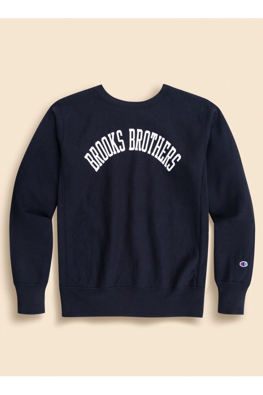 【MEN】Brooks Brothers×Champion　USAコットン　ラバープリントロゴ　スウェットシャツ　Made in USA